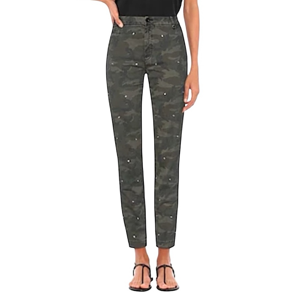 Mason’s Jacqueline Curvie Studded Camo Tuxedo Stripe Pants size 44 (US 8)